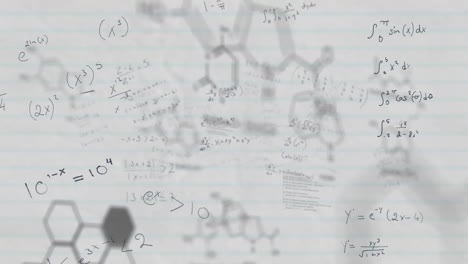 Estructuras-Químicas-Y-Ecuaciones-Matemáticas-Contra-Papel-Rayado-Blanco.