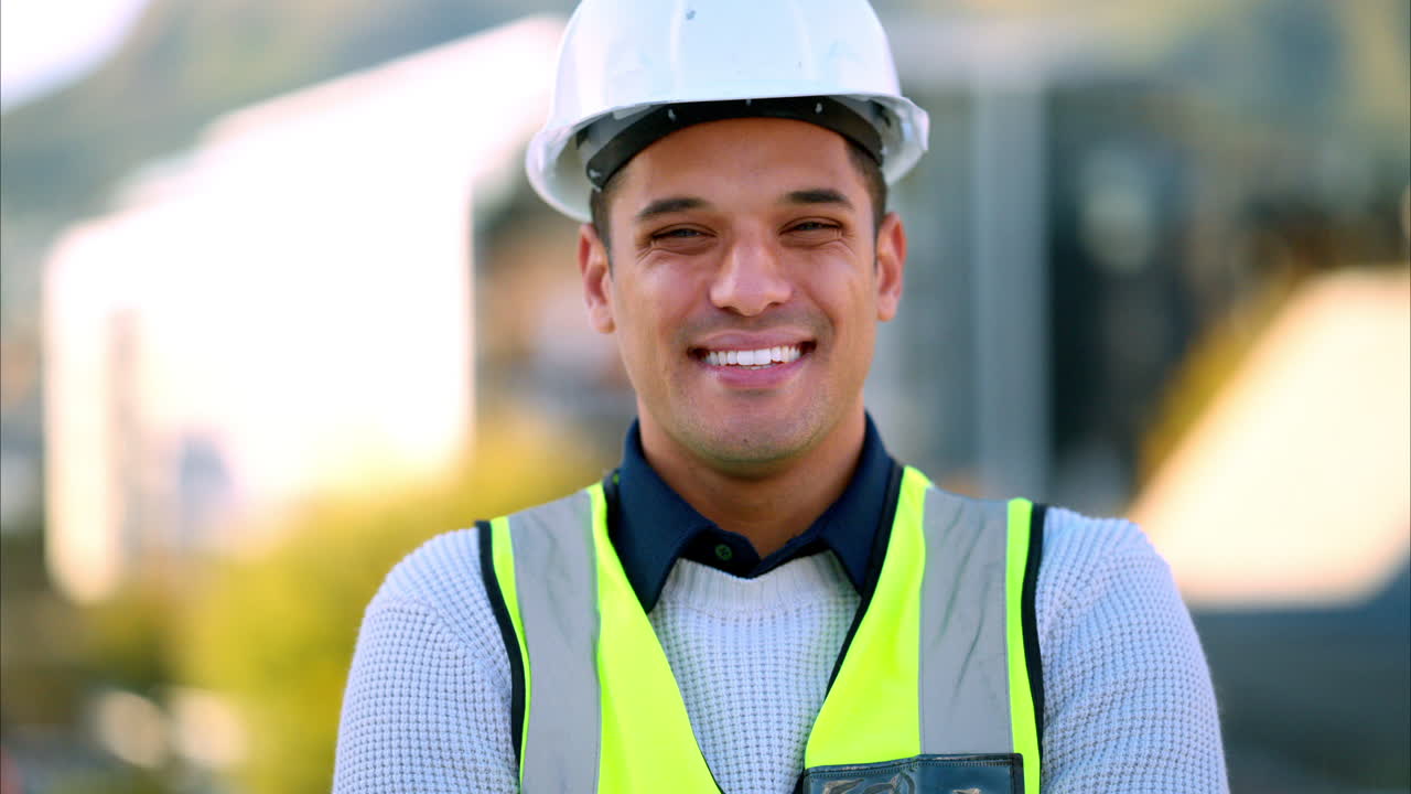 retrato sonriente de un trabajador de la construcción