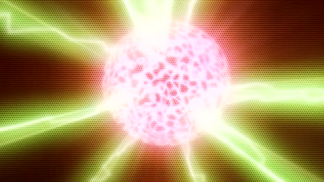 fondo animado en movimiento que muestra moléculas nucleares átomo energía radiactiva electricidad energía rayo