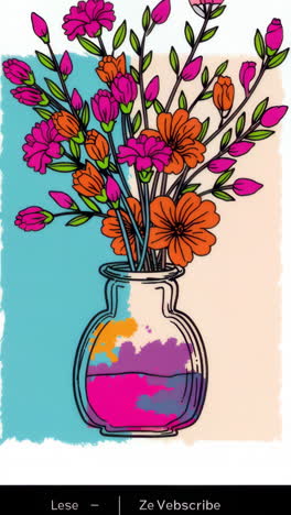 vibrant floral illustration in a vase