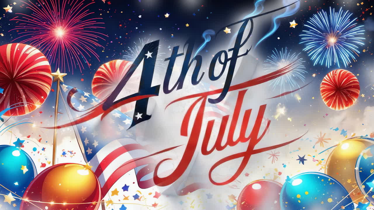 4th of July Celebration with Fireworks and Patriotic Elements