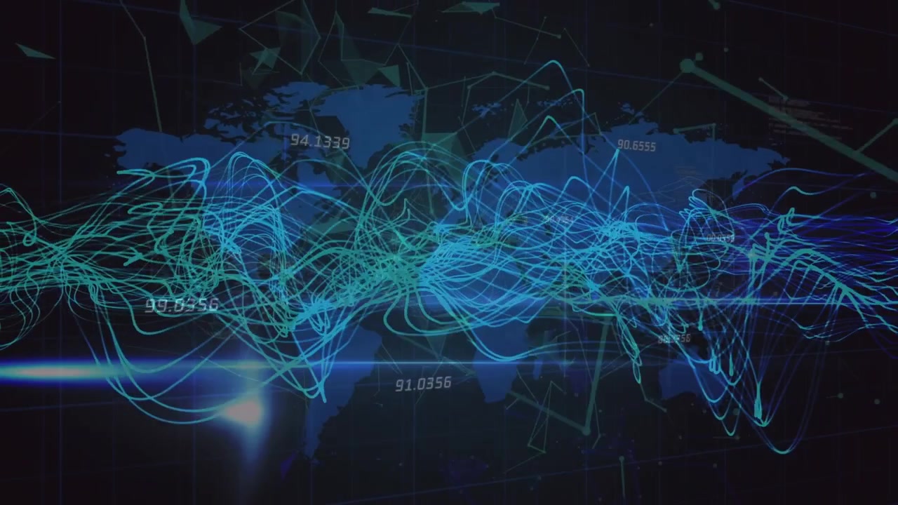 Animation of blue lines over network of connections