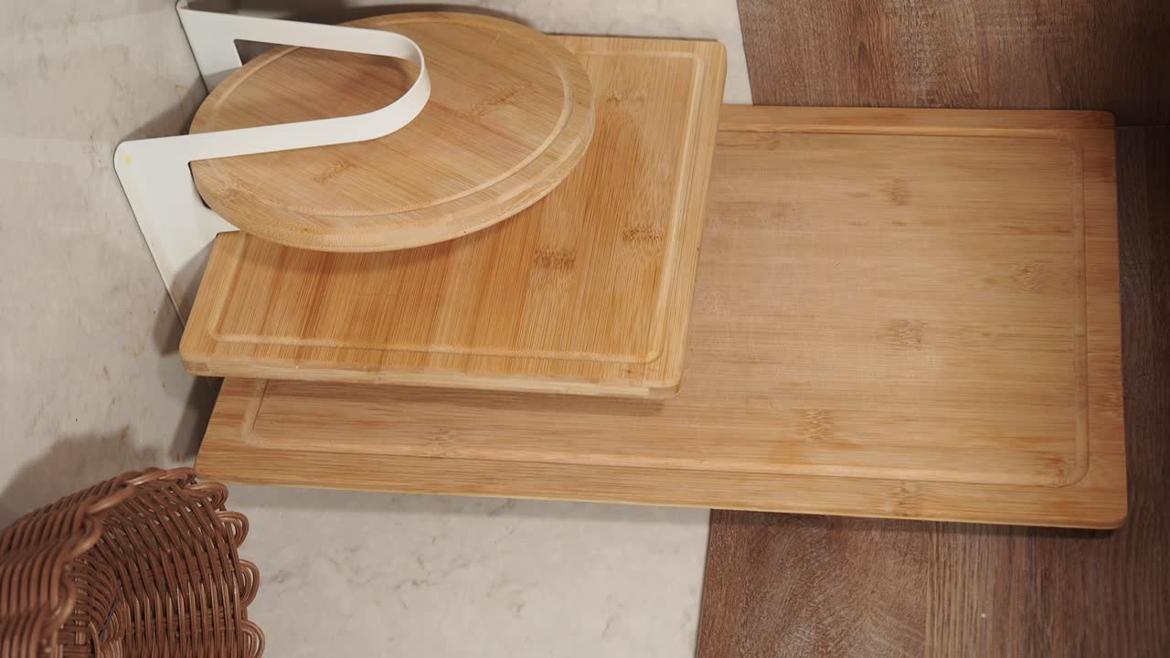 Cutting boards on a shelf