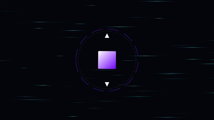 Abstract Rotating Purple Square with Digital Motion Background