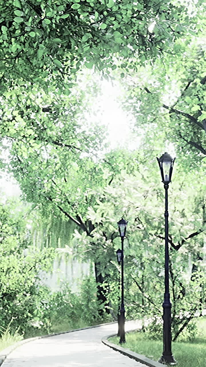 Walk through a serene path enveloped in lush greenery during daytime