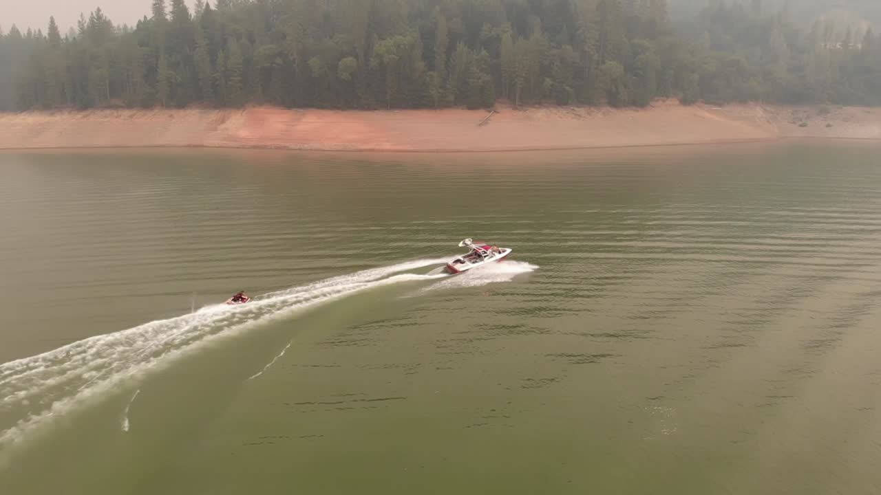 Shasta boating during forest fire smoke