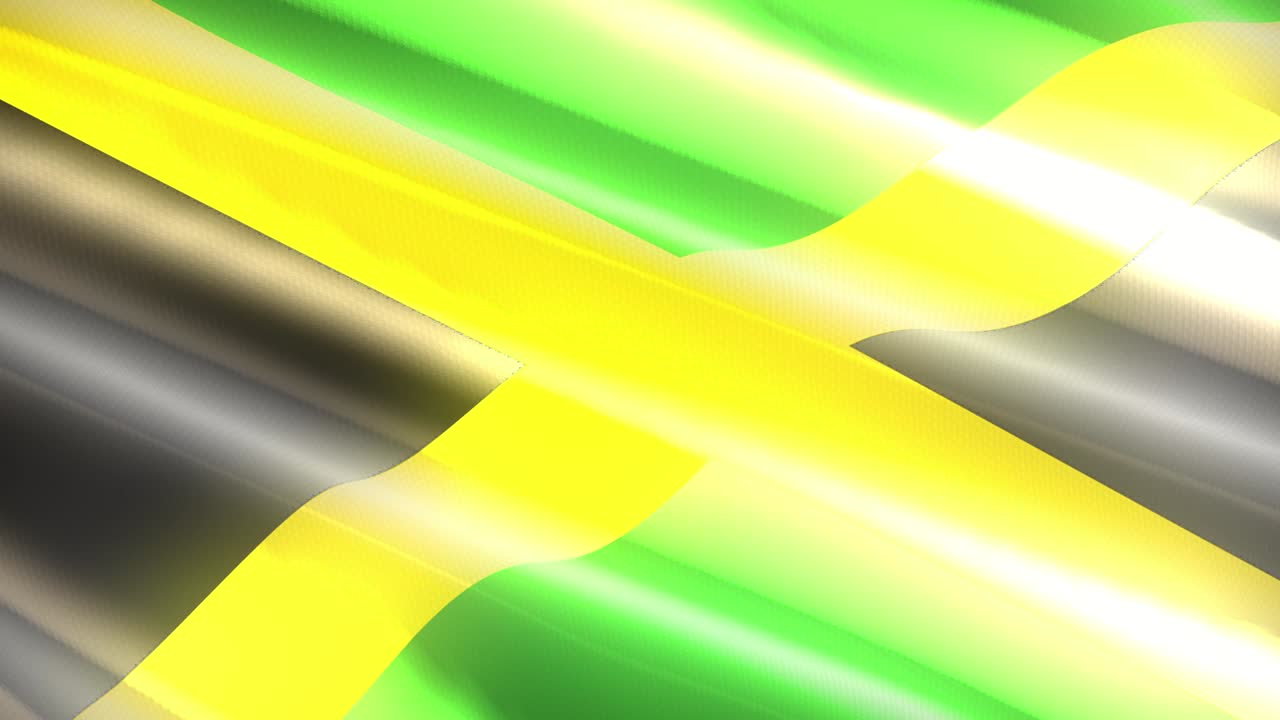 60FPS shiny holiday Jamaica flag  waving, 3d 4k UHD seamless looping animation
