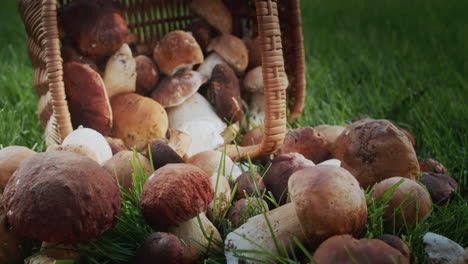 Boletus-mushrooms-fell-out-of-a-wicker-basket.-An-appetizing-ingredient-in-many-gourmet-dishes