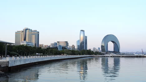 modern hotels next to the caspian sea boardwalk in baku city static