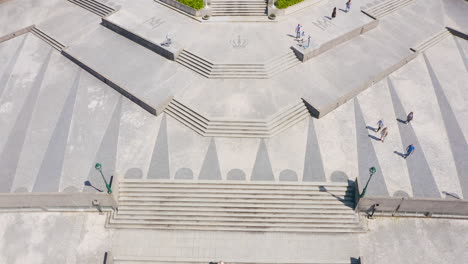 birdseye view of sameiro church in braga, moving up from the ground