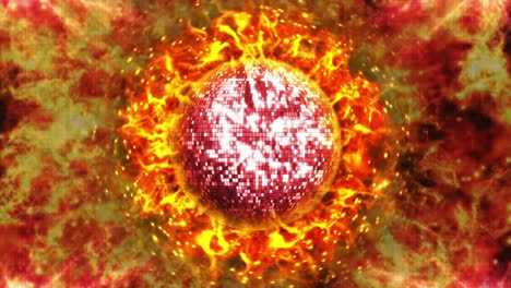 bola de discoteca de fuego, con canal alfa, bucle, 4k