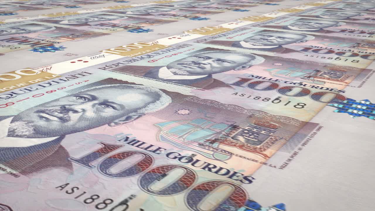 billetes de un mil gourdes haitianos de haiti, dinero en efectivo, bucle