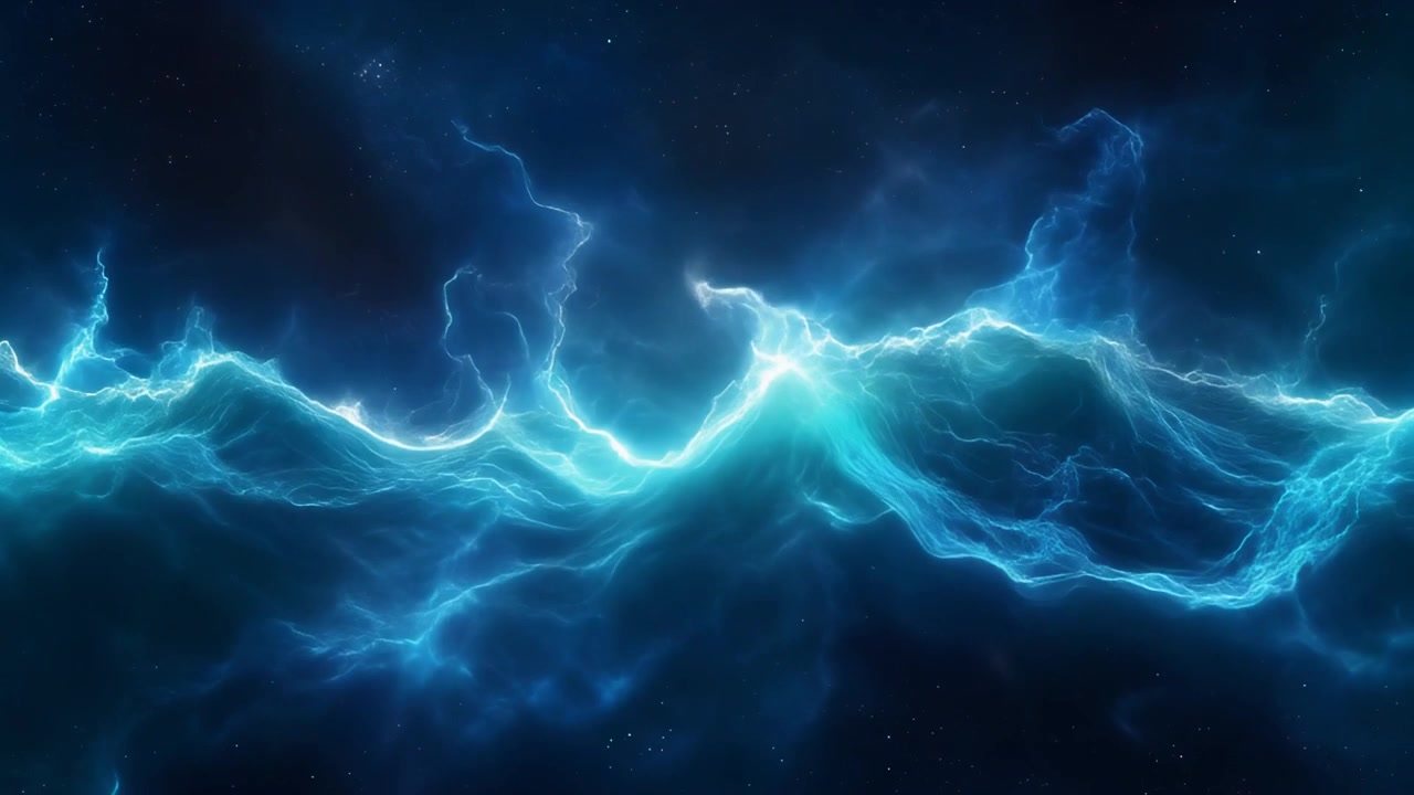 Onda di energia blu astratta che scorre nello spazio profondo