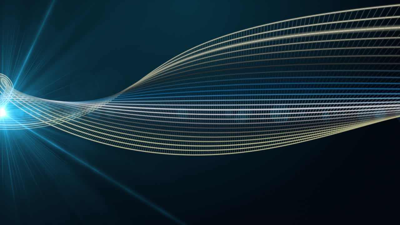 Futuristic animation with particle stripe object and light in slow motion, 4096x2304 loop 4K