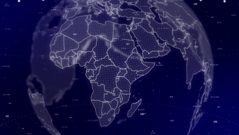 a cinematic video background showcases a digital globe rotating, zooming in on uganda country