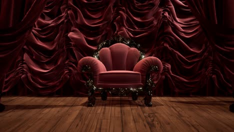 luxurious theater curtain stage with chair