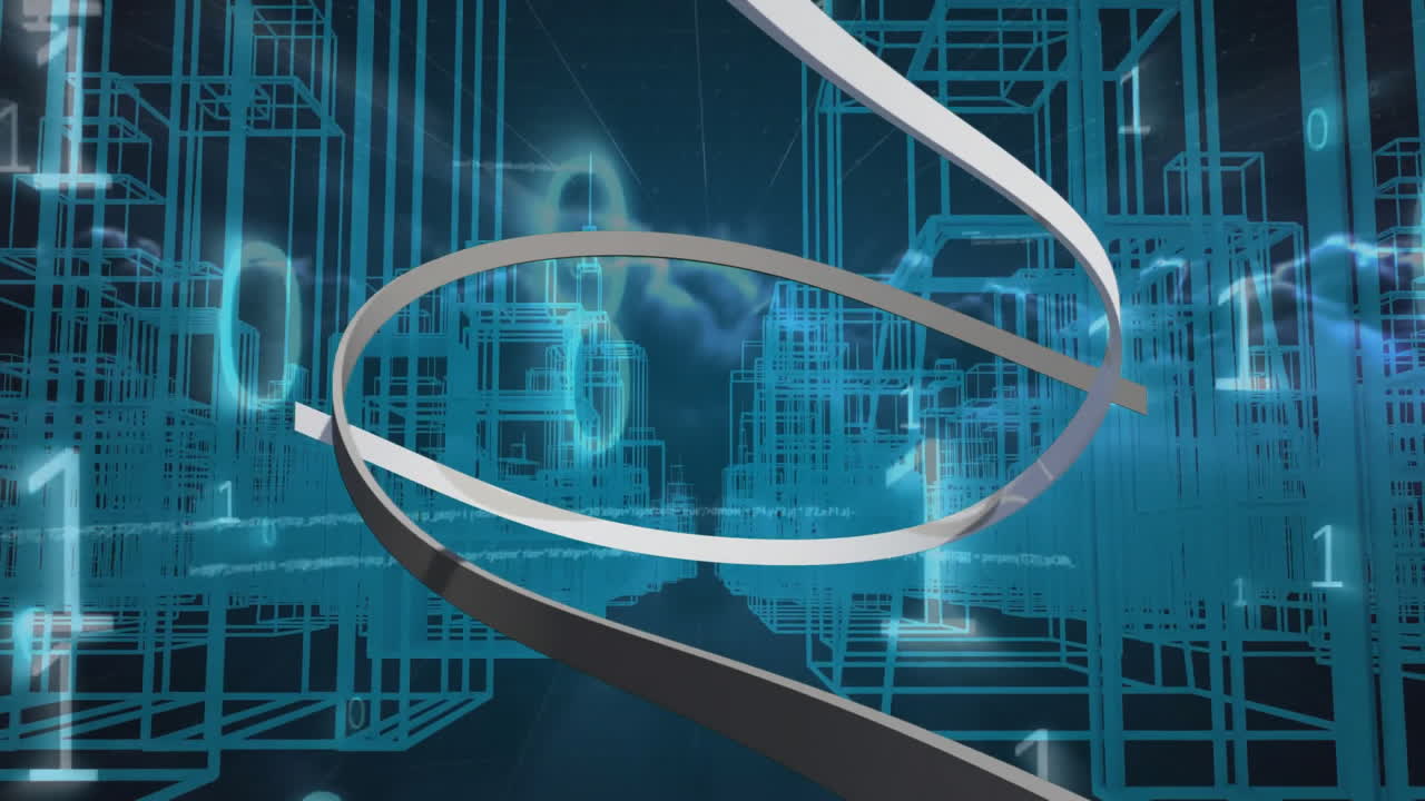 어두운 파란색 배경에 나타나는 바이너리 코딩