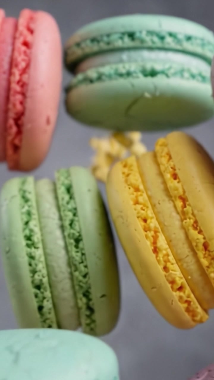 A Colorful Assortment of Macarons Showcasing Their Vibrant Shades and Textures, Perfectly Indulging for Any Sweet Tooth or Gourmet Dessert Lover.