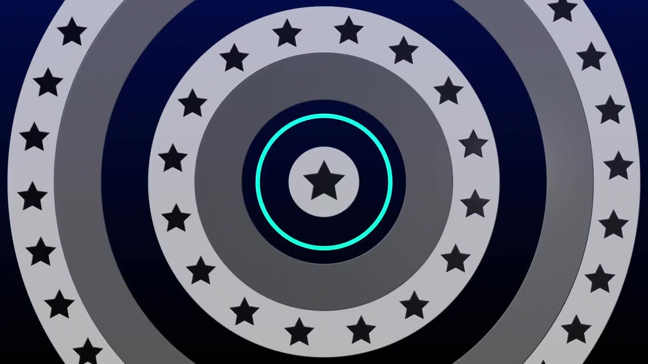 Spinning circles with stars and stripes over spots and blue circles