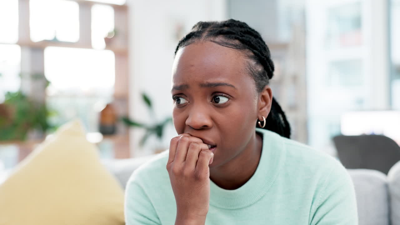 Anxiety, face and black woman