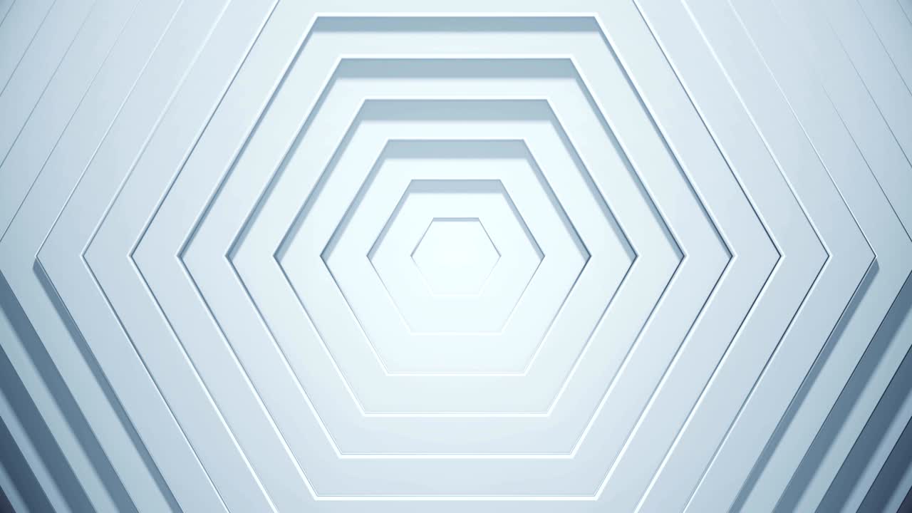 Hexagons 3d geometric abstract background. Simple wave animation come from center. Seamless loop.