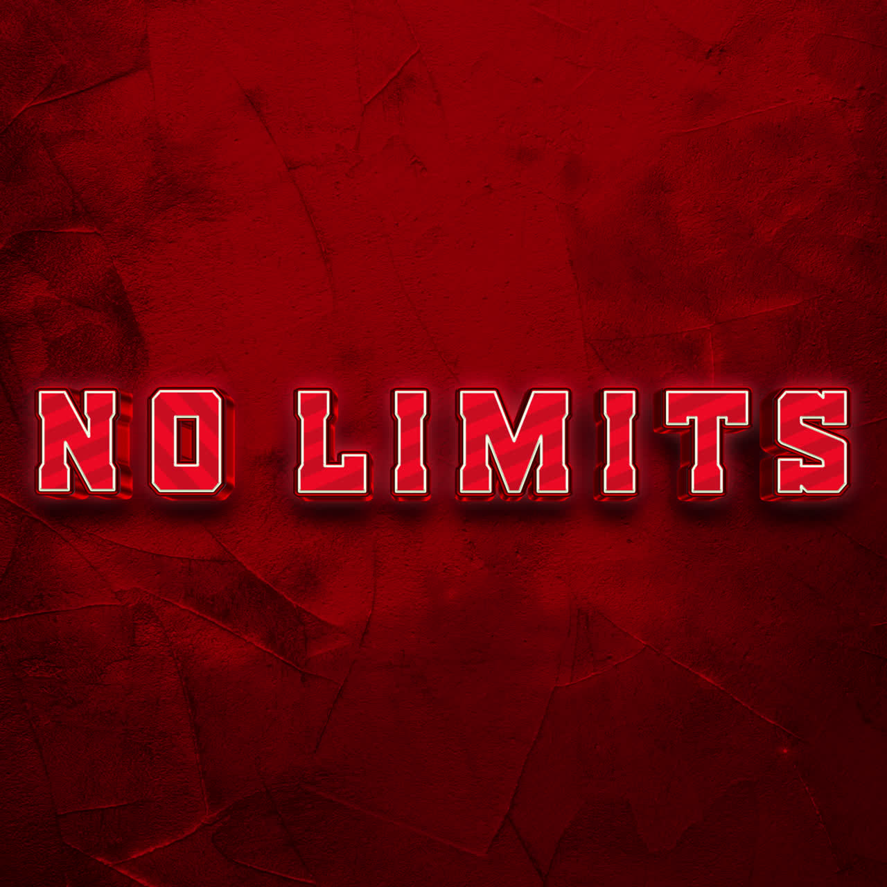 NO LIMITS text on a textured red background