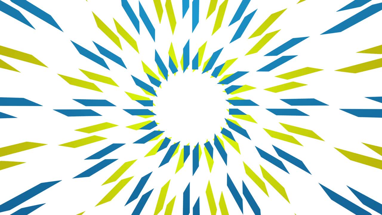 광선과 물결 모양 노란색 파란색 애니메이션 배경