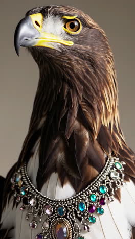 majestic eagle adorned with an ornate gemstone necklace