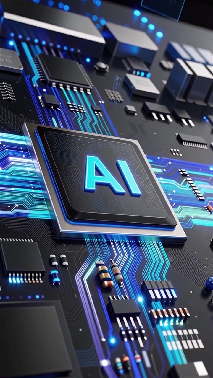 Futuristic AI Chip Motherboard Technology Background