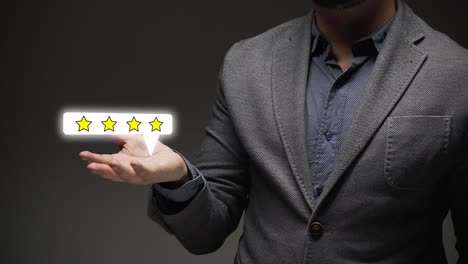 icona di feedback di valutazione a quattro stelle in oro