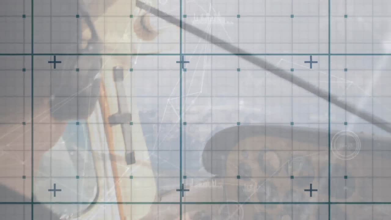 animación del procesamiento de datos financieros en un almacén vacío