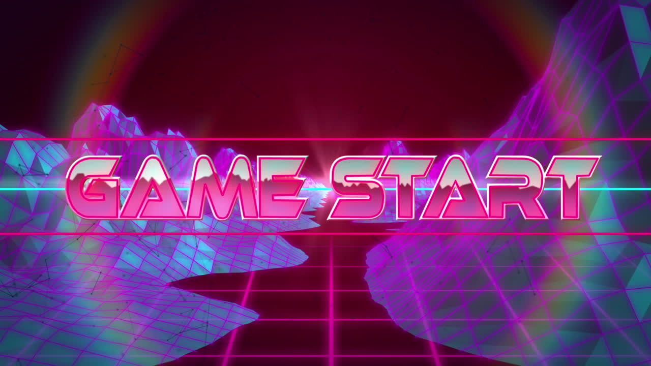 디지털 산과 헤로 위에서 게임 시작의 애니메이션