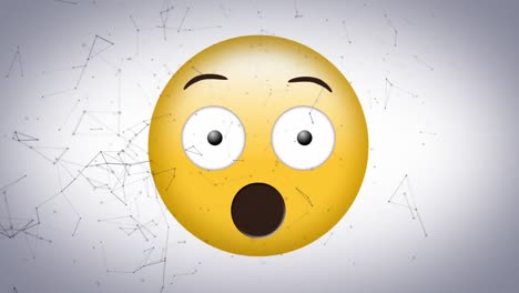 Animation-Des-Verängstigten-Emoji-Symbols-über-Ein-Netzwerk-Von-Verbindungen