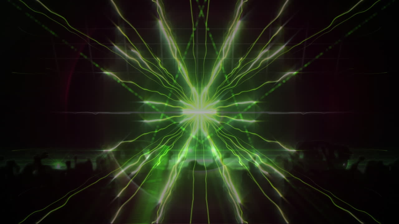 animación de senderos de luz con personas bailando