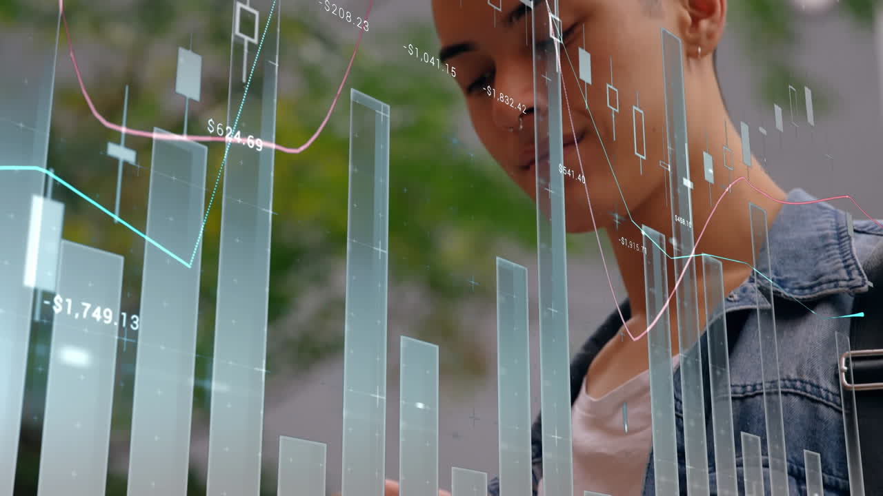 animación de estadísticas y procesamiento de datos sobre el hombre utilizando un teléfono inteligente