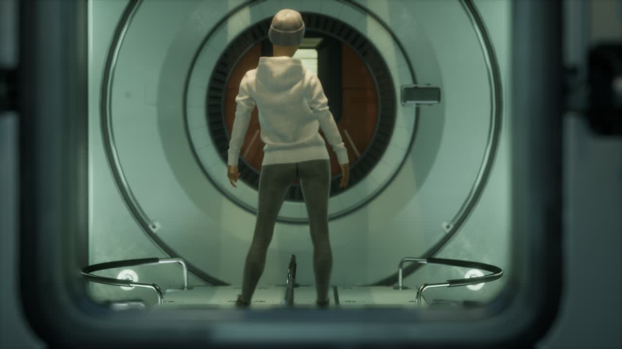 mujer astronauta en una nave espacial futurista