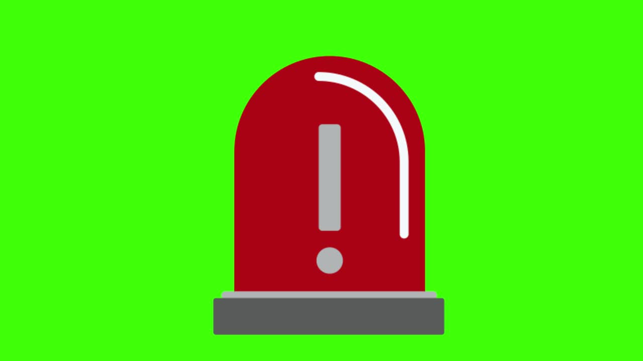 녹색 화면, 안전 범죄 아이콘, 빨간 사이렌