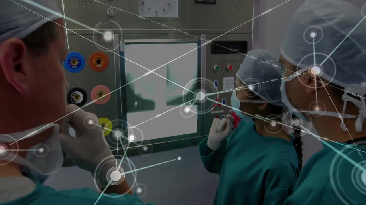 animación de la red de conexiones entre diversos médicos y médicas