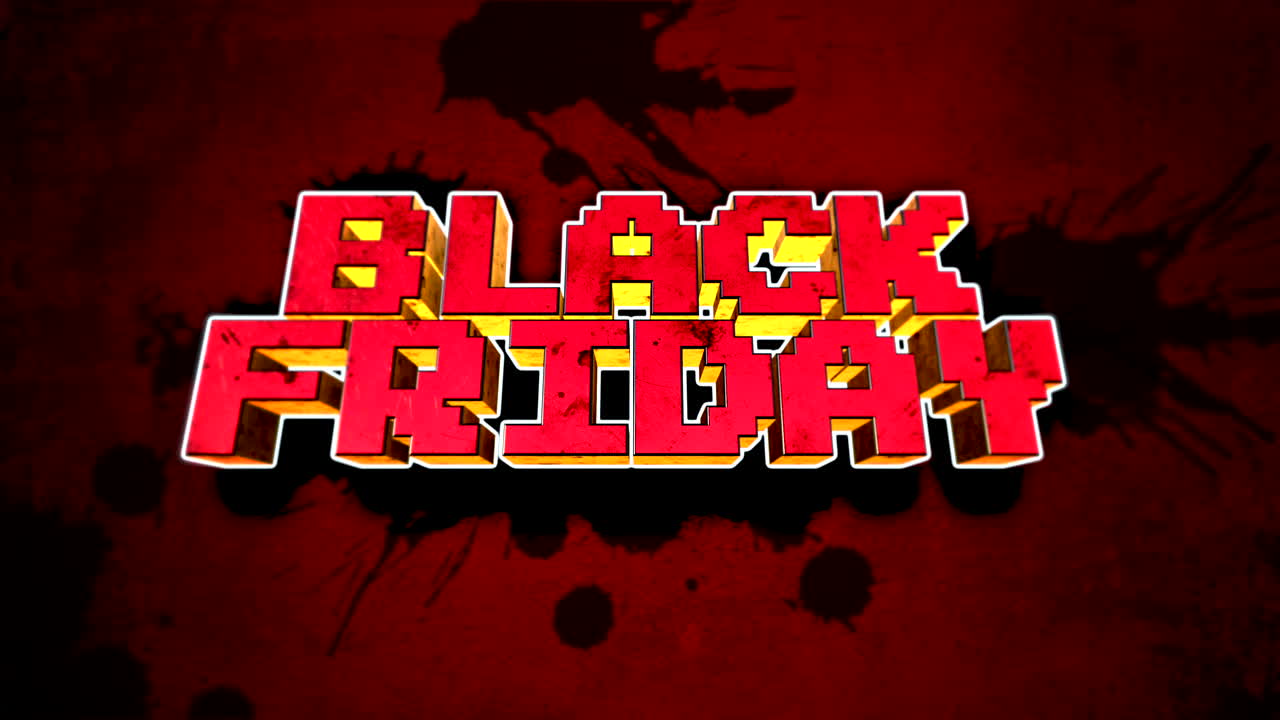 그루지 텍스처에 8비트 스타일의 검은 금요일