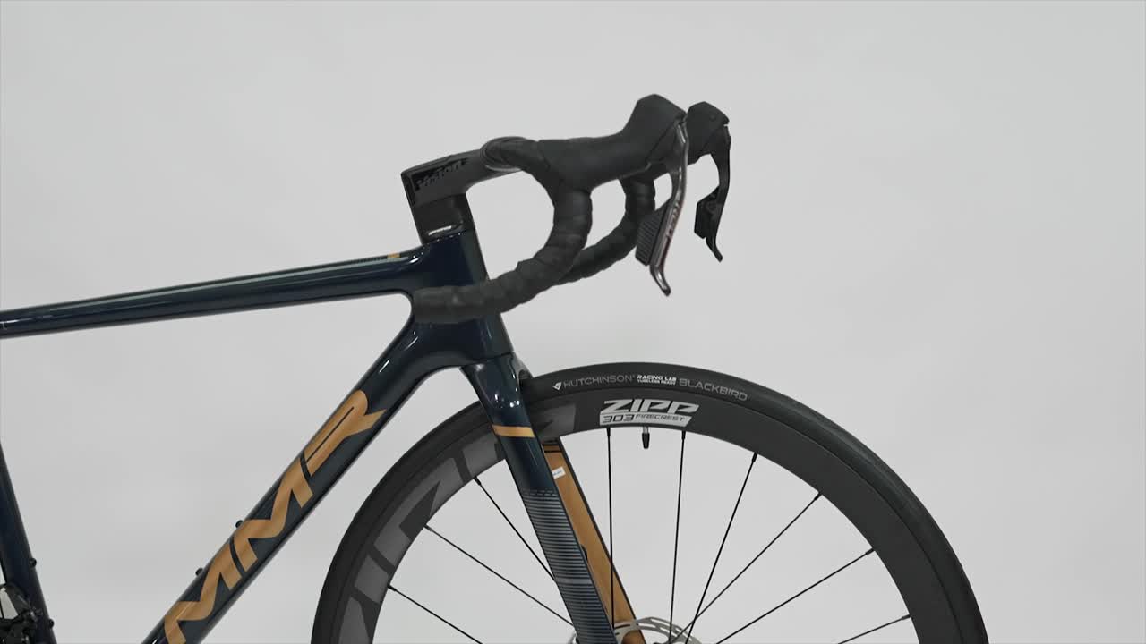 Close-up detail of a high-performance road bicycle