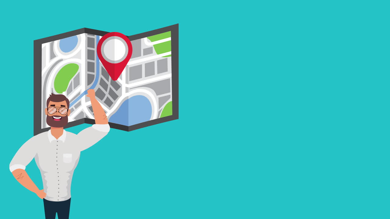 mapa de hombre y papel con aplicación de tecnología gps