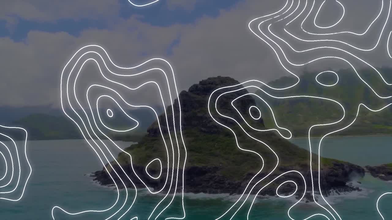 animación de líneas móviles sobre el paisaje marino