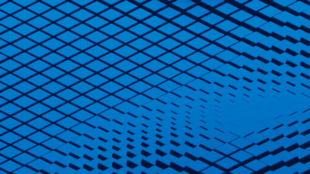 Blue 3d cubes in wavy movement background. Minimal motion graphic seamless looped animation