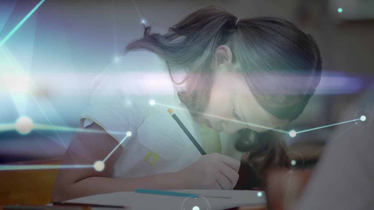 animación de la red de conexiones a través de la escritura de las escolares