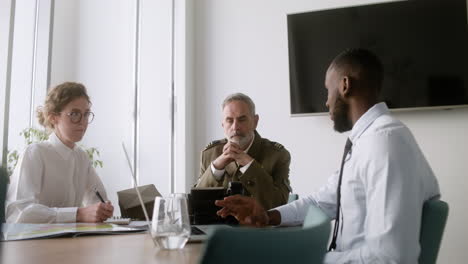 meeting in a military office