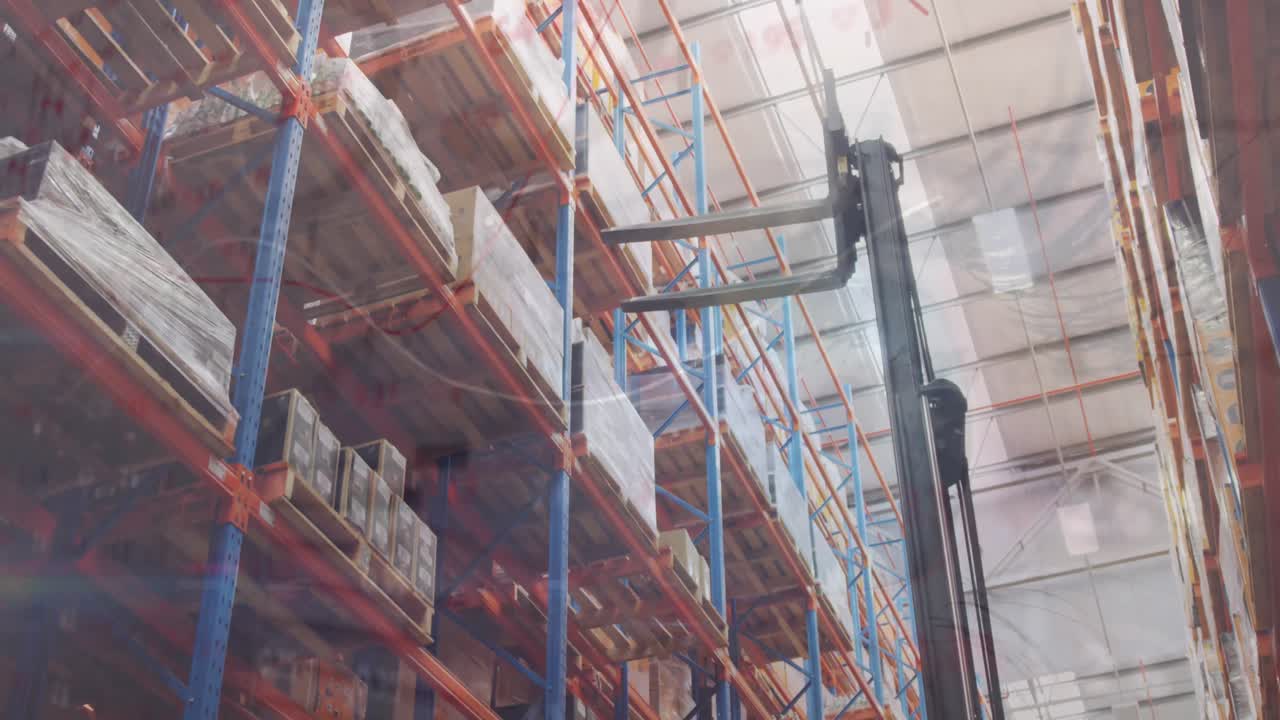 animación de gráficos y datos sobre el almacén