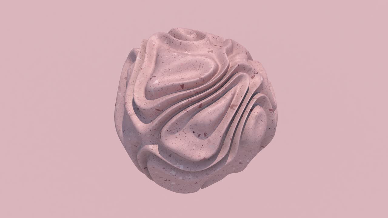 Pink textured sphere deforming. Abstract animation, 3d render.