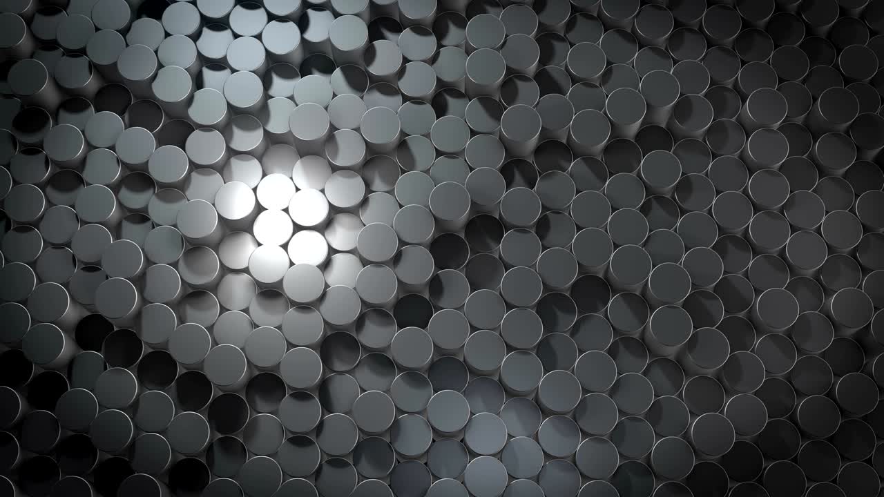 가상 공간에서 추상적인 원통 기하학 금속 표면