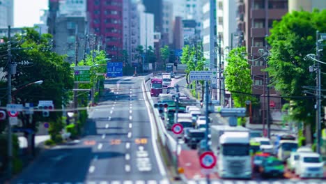 a timelapse of the miniature traffic jam at the urban street in tokyo