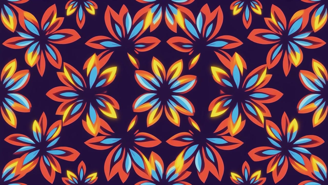 Animated Floral Pattern with Pulsing Colorful Petals